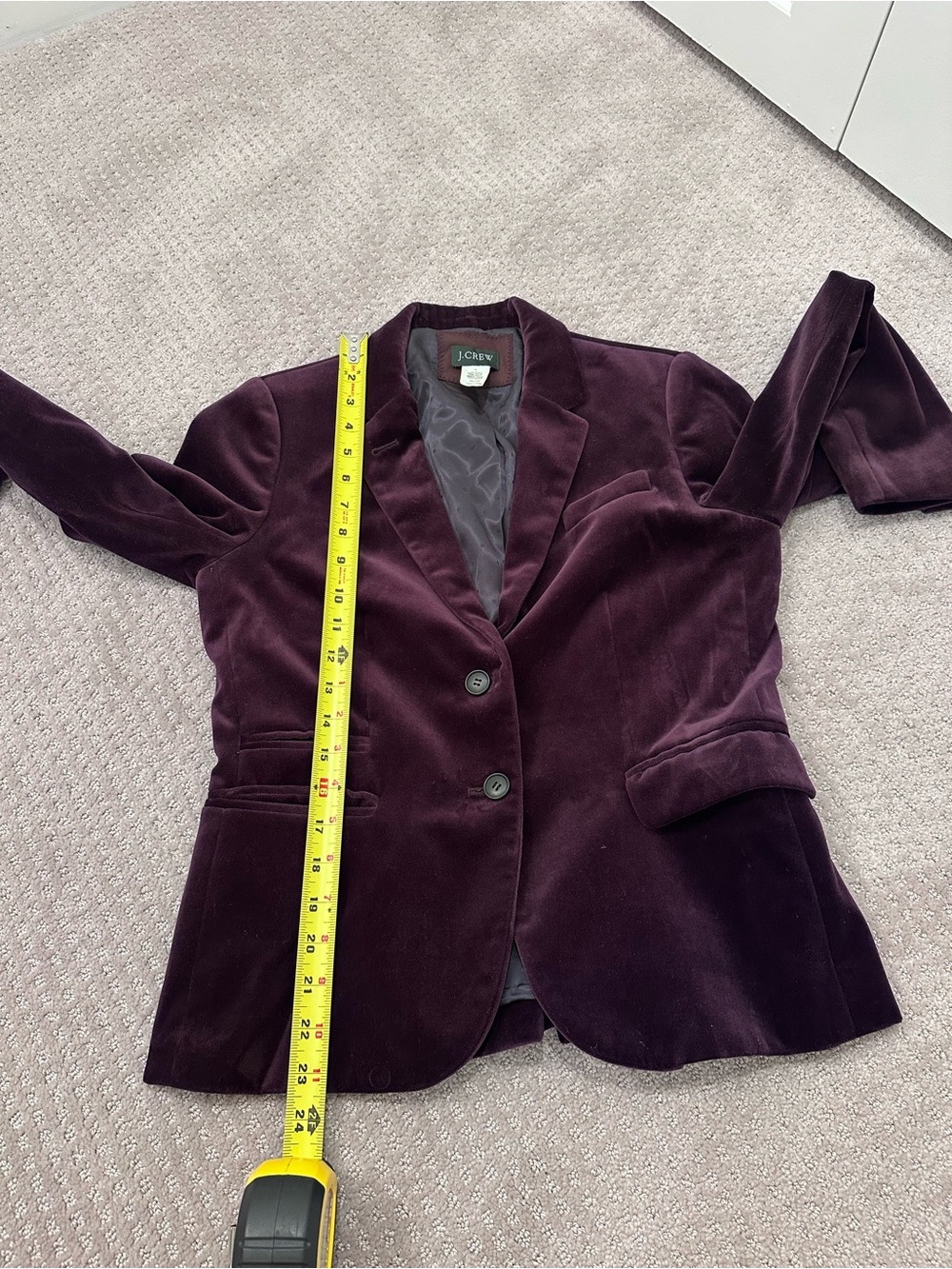 J.Crew Velvet Schoolboy Blazer Size 6 Plum Purple Eggplant 100% Cotton - Picture 5 of 8